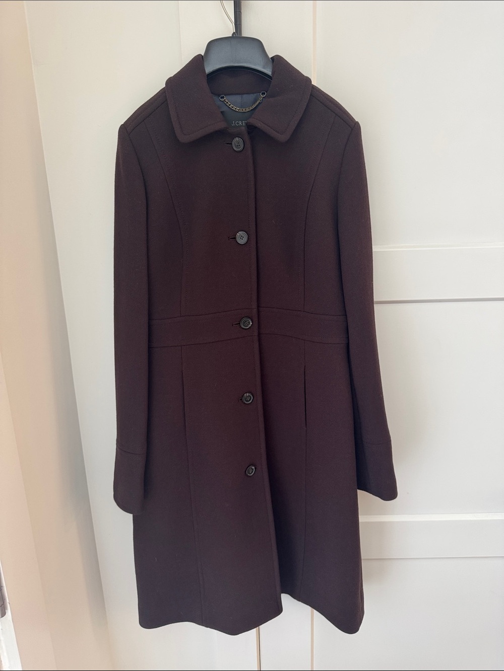J. Crew Women's Dark Brown Single-Breasted Wool Trench Coat